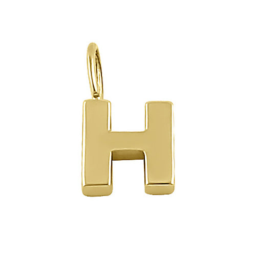 Solid 14K Gold H Initial Pendant