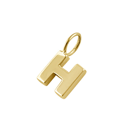 Solid 14K Gold H Initial Pendant