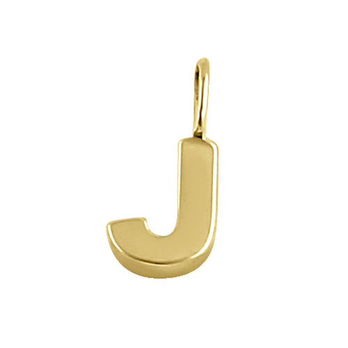 Solid 14K Gold J Initial Pendant