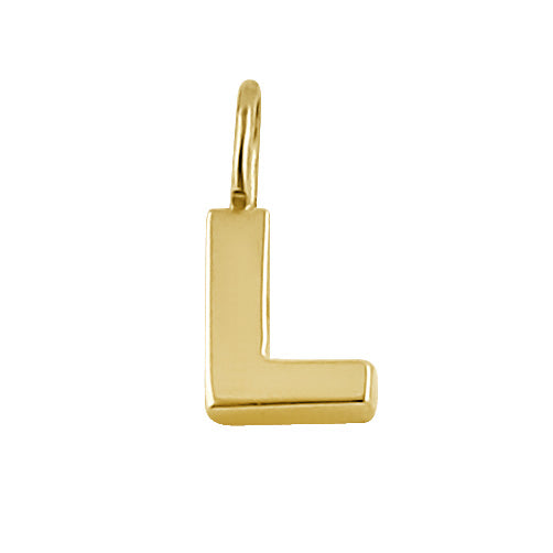 Solid 14K Gold L Initial Pendant