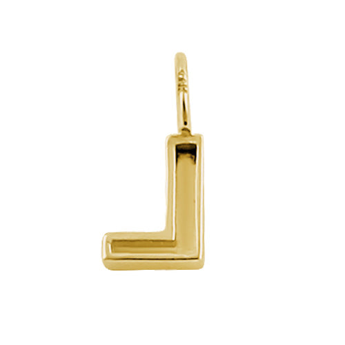 Solid 14K Gold L Initial Pendant