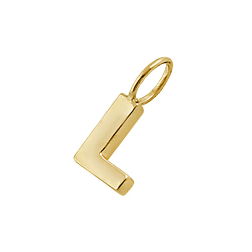 Solid 14K Gold L Initial Pendant