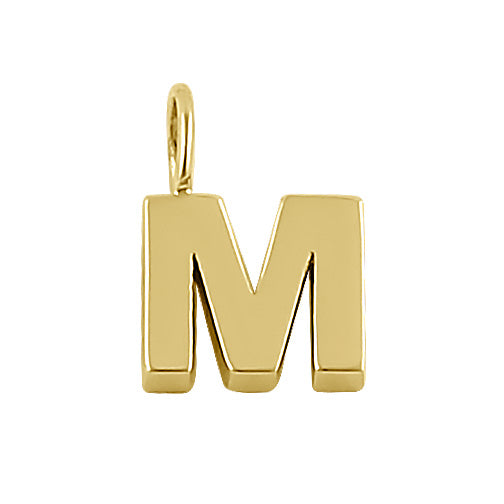 Solid 14K Gold M Initial Pendant