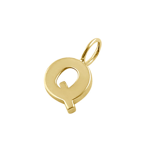 Solid 14K Gold Q Initial Pendant