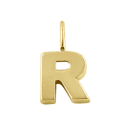 Solid 14K Gold R Initial Pendant