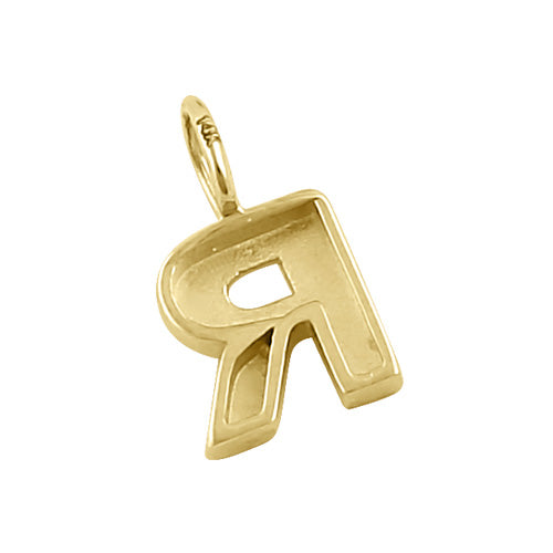 Solid 14K Gold R Initial Pendant