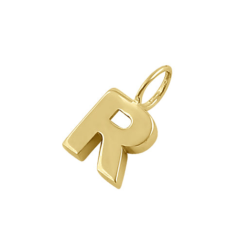 Solid 14K Gold R Initial Pendant