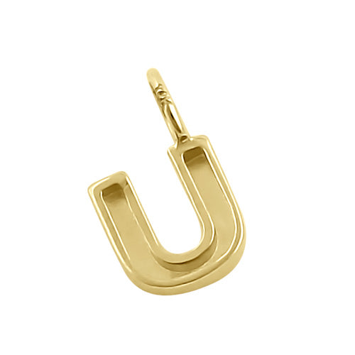 Solid 14K Gold U Initial Pendant