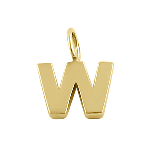 Solid 14K Gold W Initial Pendant