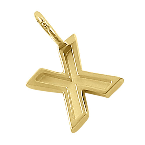 Solid 14K Gold X Initial Pendant