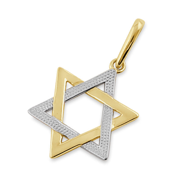 Solid 14K Gold 2-Tone Star of David Pendant