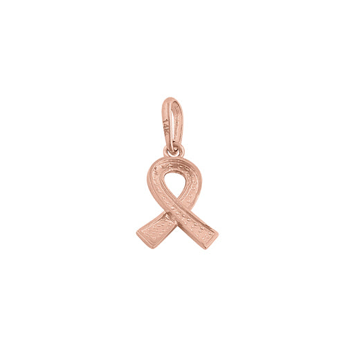 Solid 14K Rose Gold Cancer Awareness Ribbon Pendant