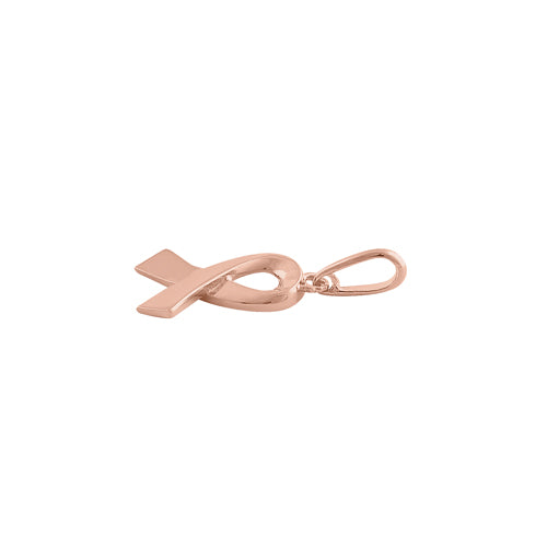 Solid 14K Rose Gold Cancer Awareness Ribbon Pendant