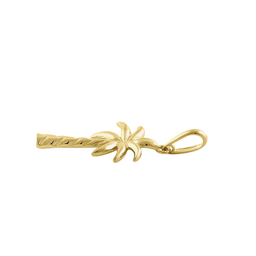 Solid 14K Yellow Gold Palm Tree Pendant