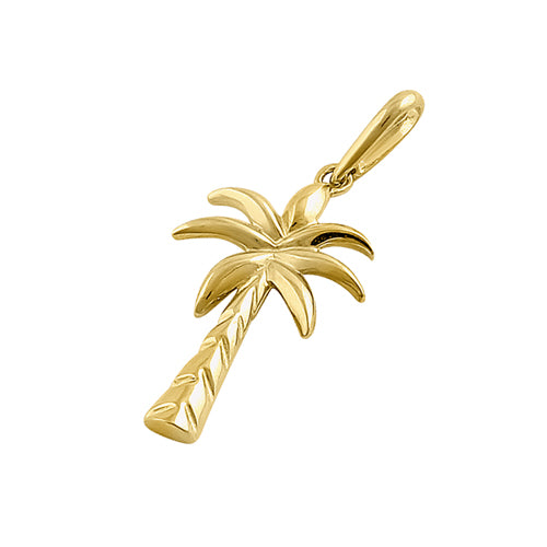 Solid 14K Yellow Gold Palm Tree Pendant