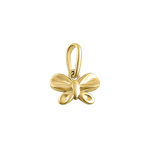 Solid 14K Yellow Gold Tiny Butterfly Pendant