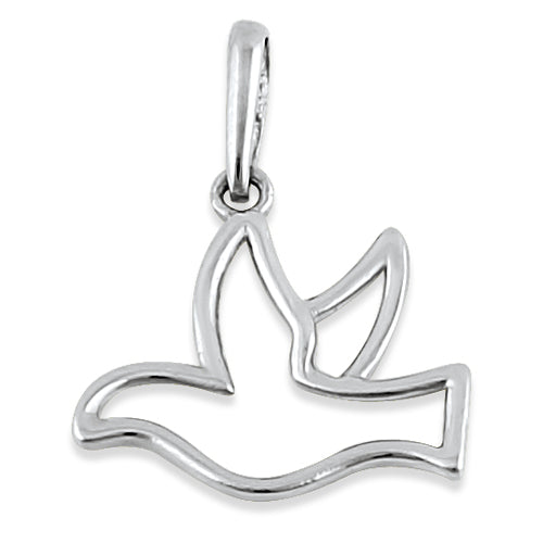 Solid 14K White Gold Dove Pendant