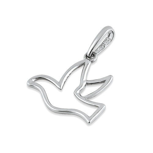 Solid 14K White Gold Dove Pendant