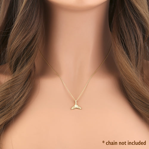 Solid 14K Yellow Gold Dolphin Tail Pendant