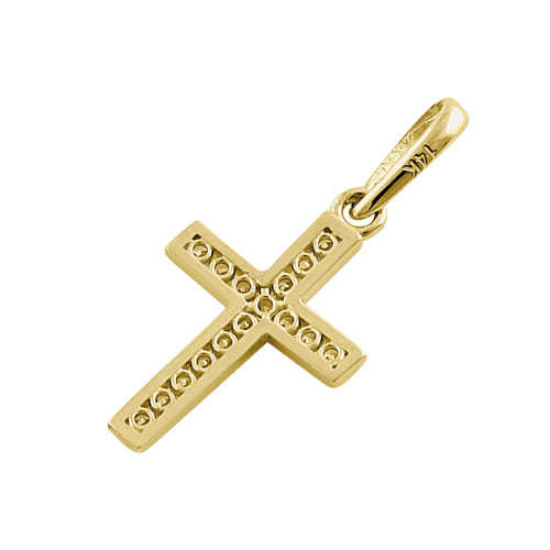 Solid 14K Yellow Gold CZ Cross Pendant