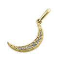 Solid 14K Yellow Gold Crescent CZ Pendant
