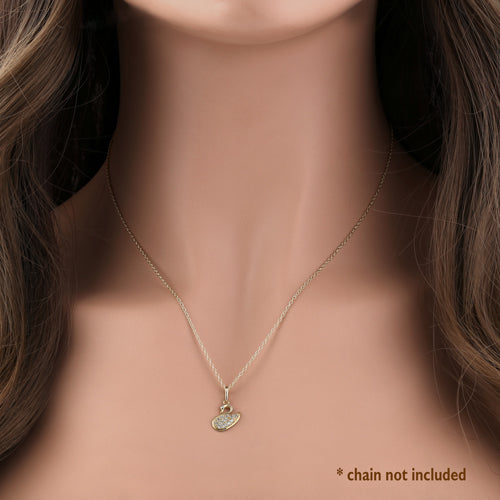 Solid 14K Yellow Gold CZ Swan Pendant