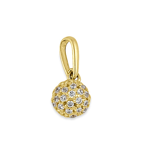 Solid 14K Yellow Gold CZ Ball Pendant