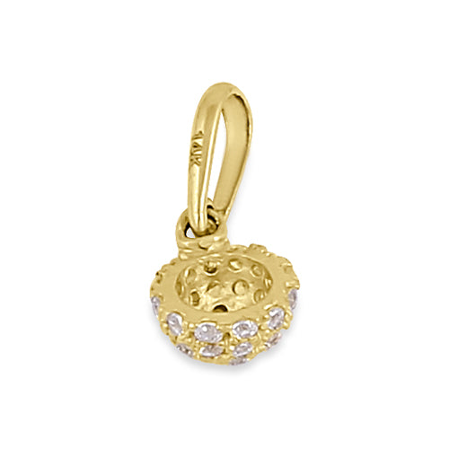 Solid 14K Yellow Gold CZ Ball Pendant