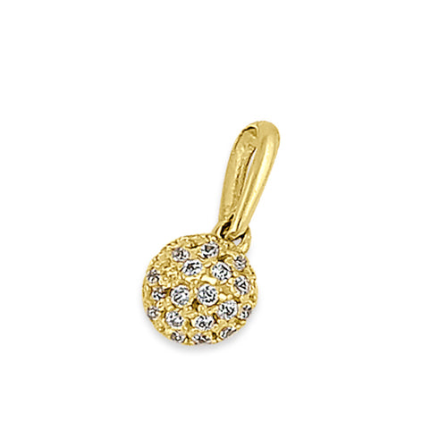 Solid 14K Yellow Gold CZ Ball Pendant