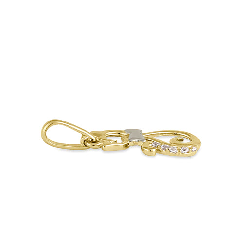 Solid 14K Yellow Gold CZ Cat Pendant
