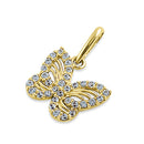 Solid 14K Yellow Gold Monarch Butterfly CZ Pendant