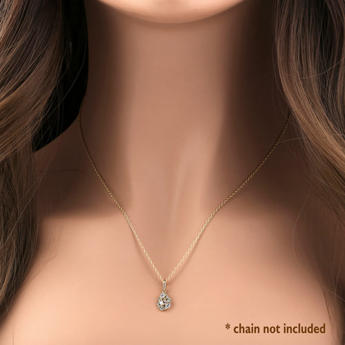 Solid 14K Yellow Gold Oval Cluster CZ Pendant