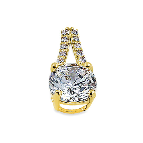 Solid 14K Yellow Gold Vintage Round CZ Pendant