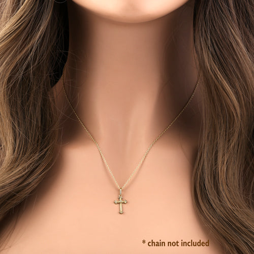 Solid 14K Yellow Gold Vintage Cross CZ Pendant