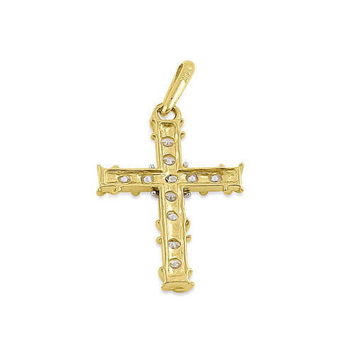 Solid 14K Yellow Gold and White Gold Bond Cross CZ Pendant