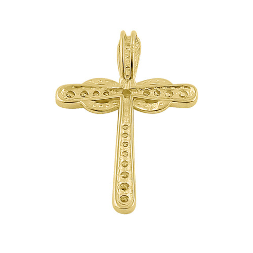 Solid 14K Yellow Gold Relic Cross CZ Pendant
