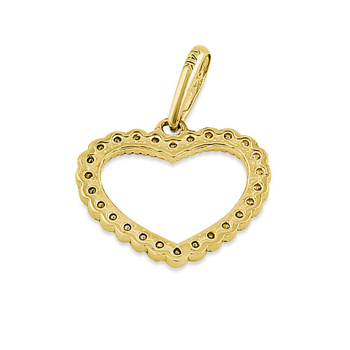 Solid 14K Yellow Gold Heart CZ Pendant