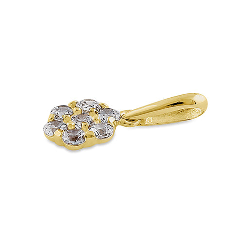 Solid 14K Yellow Gold Small Flower Cluster CZ Pendant