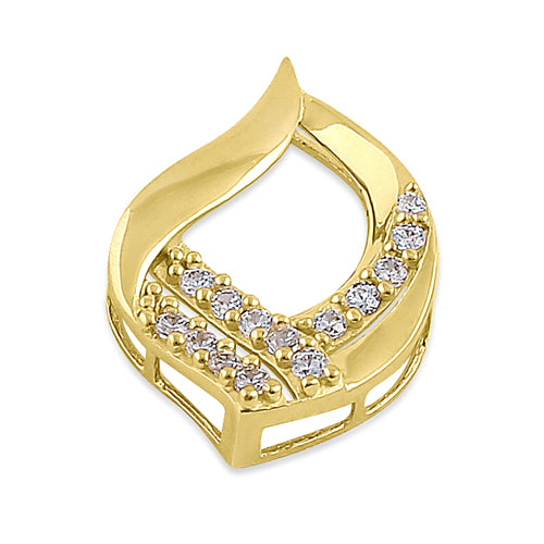 Solid 14K Yellow Gold Eternal Flame CZ Pendant
