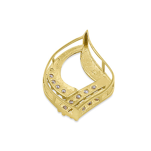 Solid 14K Yellow Gold Eternal Flame CZ Pendant