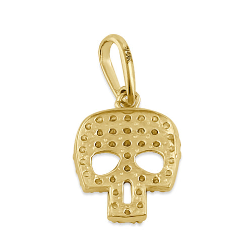 Solid 14K Gold Skull CZ Pendant