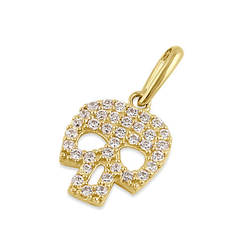 Solid 14K Gold Skull CZ Pendant