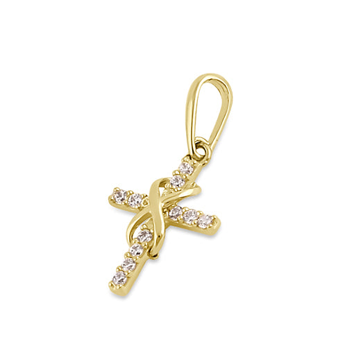 Solid 14K Gold Infinity Cross CZ Pendant