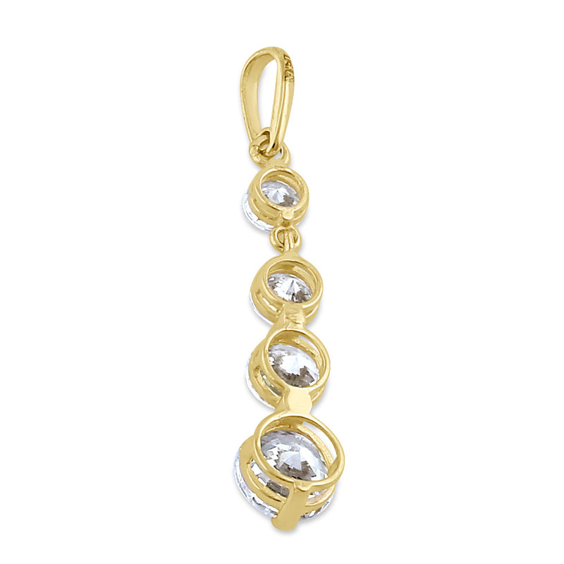 Solid 14K Gold Round Clear CZ Dangle Pendant