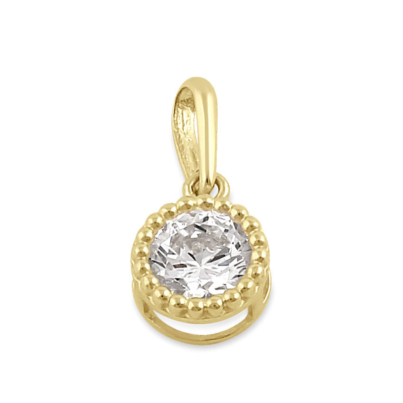 Solid 14K Gold with Clear CZ Pendant