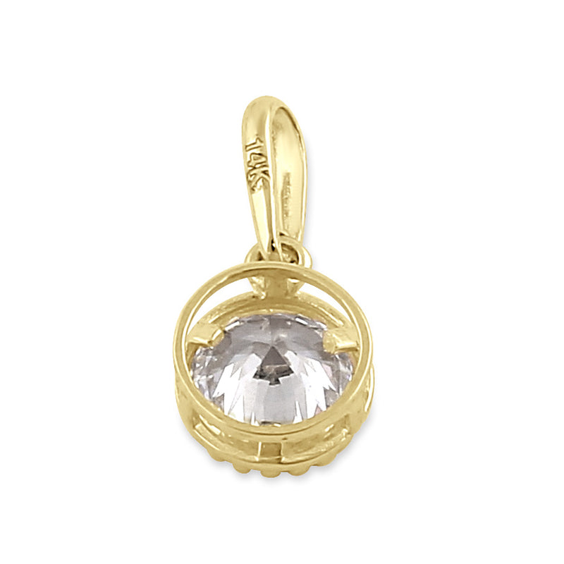 Solid 14K Gold with Clear CZ Pendant