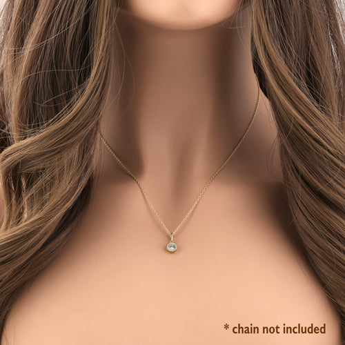 Solid 14K Gold with Clear CZ Pendant