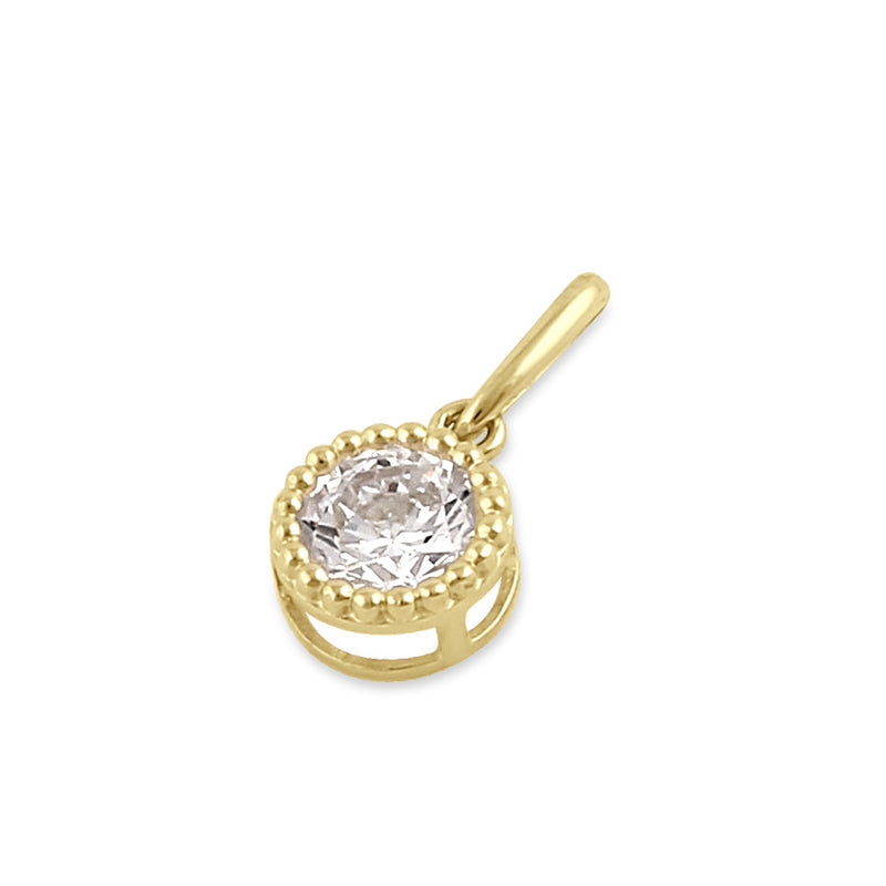 Solid 14K Gold with Clear CZ Pendant