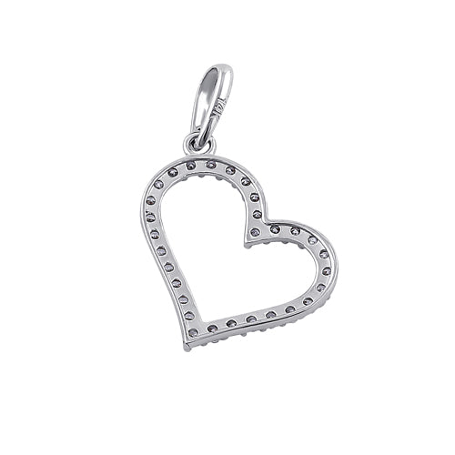 Solid 14K White Gold Heart Clear CZ Pendant