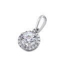 Solid 14K White Gold Round Halo Clear CZ Pendant